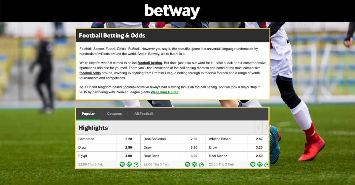 betway football betting odds